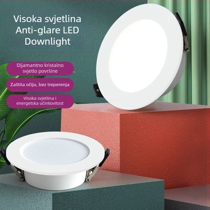 LED ugrađeni downlight – Jiehao Ideal serija, ultra-tanki, anti-zasljepljujući, dijamantno kristalno ogledalo, izuzetno svijetlo plafonsko svjetlo