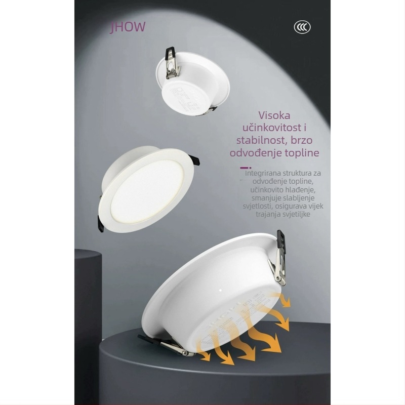 LED ugrađeni downlight – Jiehao Ideal serija, ultra-tanki, anti-zasljepljujući, dijamantno kristalno ogledalo, izuzetno svijetlo plafonsko svjetlo