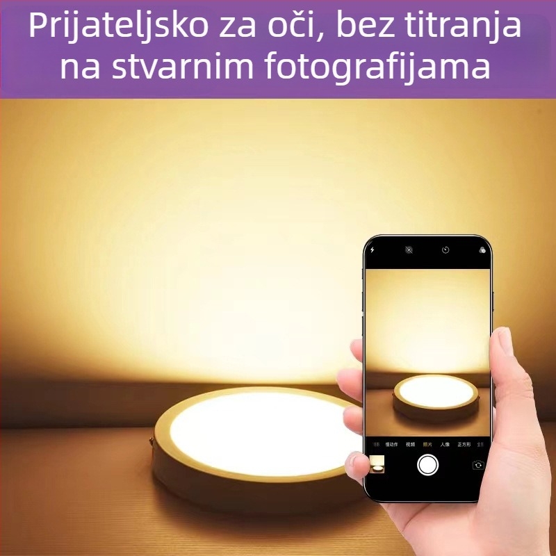 Izuzetno tanak površinski montirani downlight panel za strop, kvadratni ili kružni oblik, 12W/18W/24W, 3000–6000K