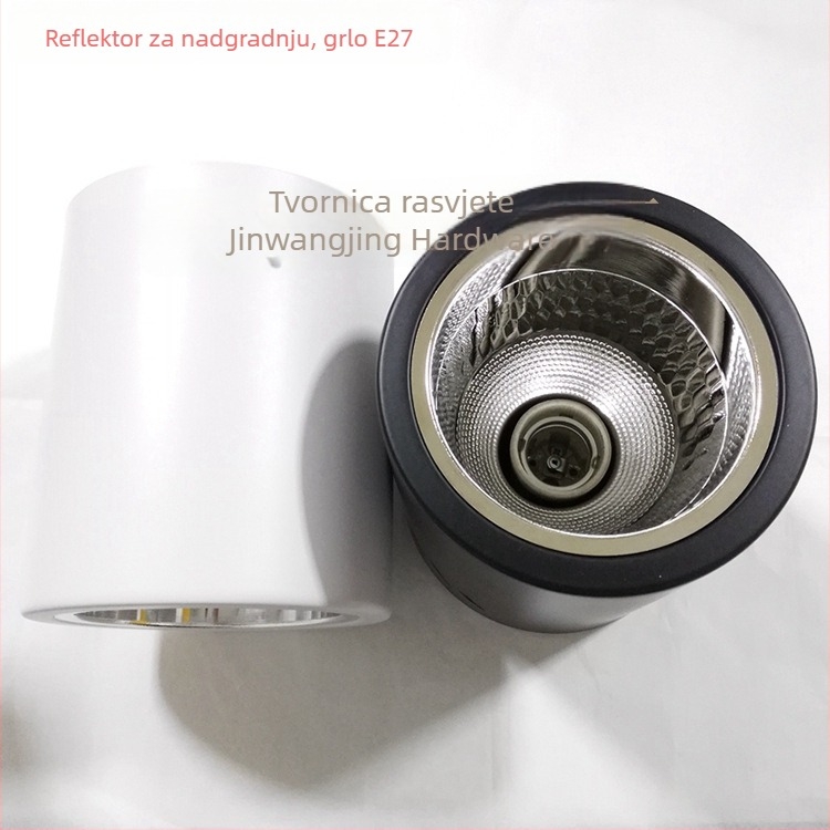 Tradicionalni površinski LED downlight s E27 utičnicom — veličine 3,5in, 4in, 5in, 6in, 8in; bez bušenja otvora; s visećim kabelom