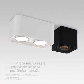 LED kvadratni površinski montirani downlight s rešetkom za dnevnu sobu i hodnik — dvostruka, jednostruka ili trostruka glava