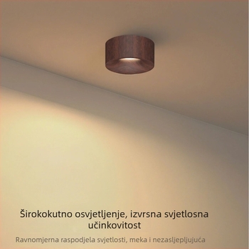 LED spot rasvjeta s površinskom montažom od orahovog drveta za hodnik i dnevni boravak, ultra-tanki downlight, bez središnjeg svjetla