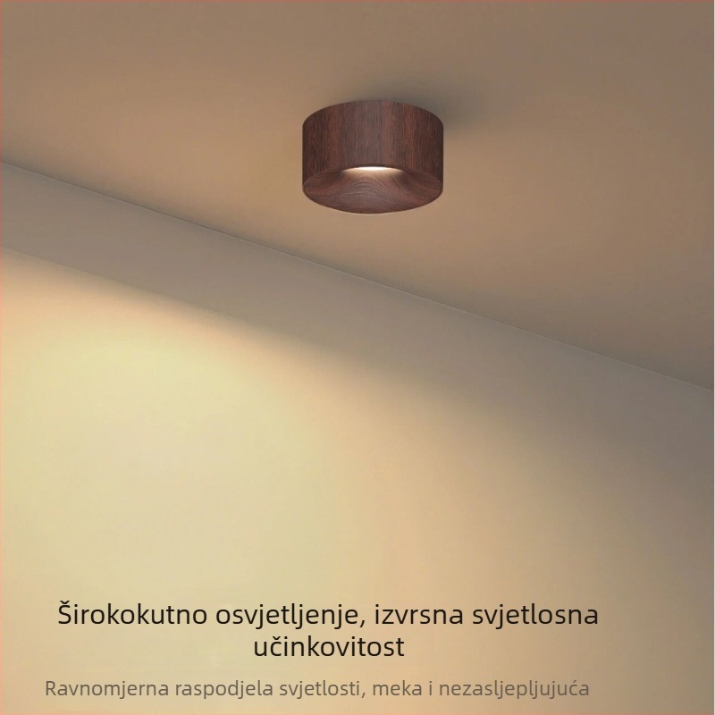 LED spot rasvjeta s površinskom montažom od orahovog drveta za hodnik i dnevni boravak, ultra-tanki downlight, bez središnjeg svjetla
