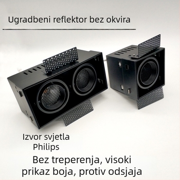 Tvornicki prilagođeni dvostruki COB LED ugradni spot svjetlo s mrežom protiv odsjaja u obliku pčelinje saće, bez okvira