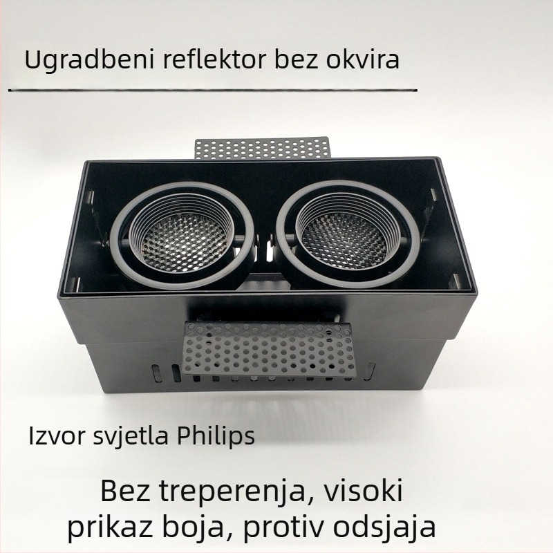Tvornicki prilagođeni dvostruki COB LED ugradni spot svjetlo s mrežom protiv odsjaja u obliku pčelinje saće, bez okvira