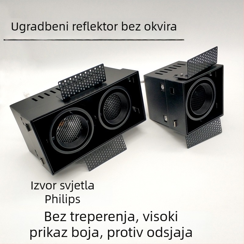 Tvornicki prilagođeni dvostruki COB LED ugradni spot svjetlo s mrežom protiv odsjaja u obliku pčelinje saće, bez okvira