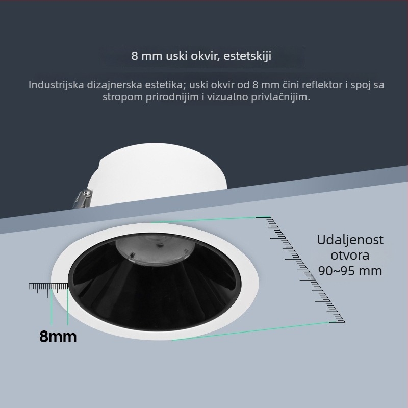 Izuzetno tanak LED spot za plafon - ugrađeni downlight, anti-glare Bull's Eye rasvjeta