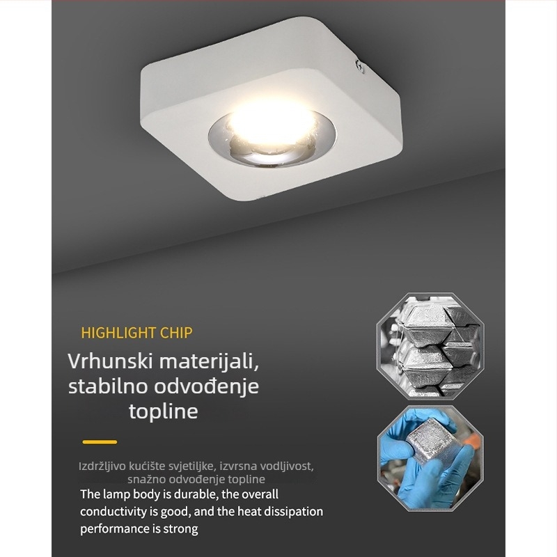 Ultra-tanki LED spot za površinsku montažu, anti-glare, četveroglavni kvadratni stropni downlight za dnevni boravak i spavaću sobu