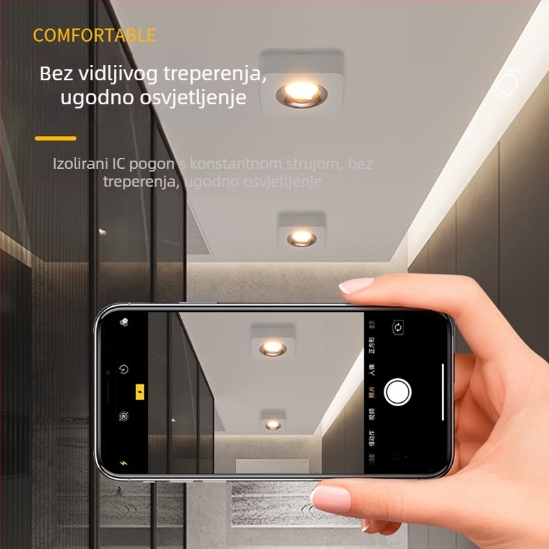 Ultra-tanki LED spot za površinsku montažu, anti-glare, četveroglavni kvadratni stropni downlight za dnevni boravak i spavaću sobu
