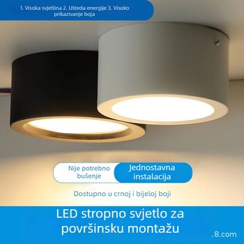 GOPO LED downlight s površinskom montažom, bez bušenja, 7W/12W/18W, visoka svjetlina, za hodnik