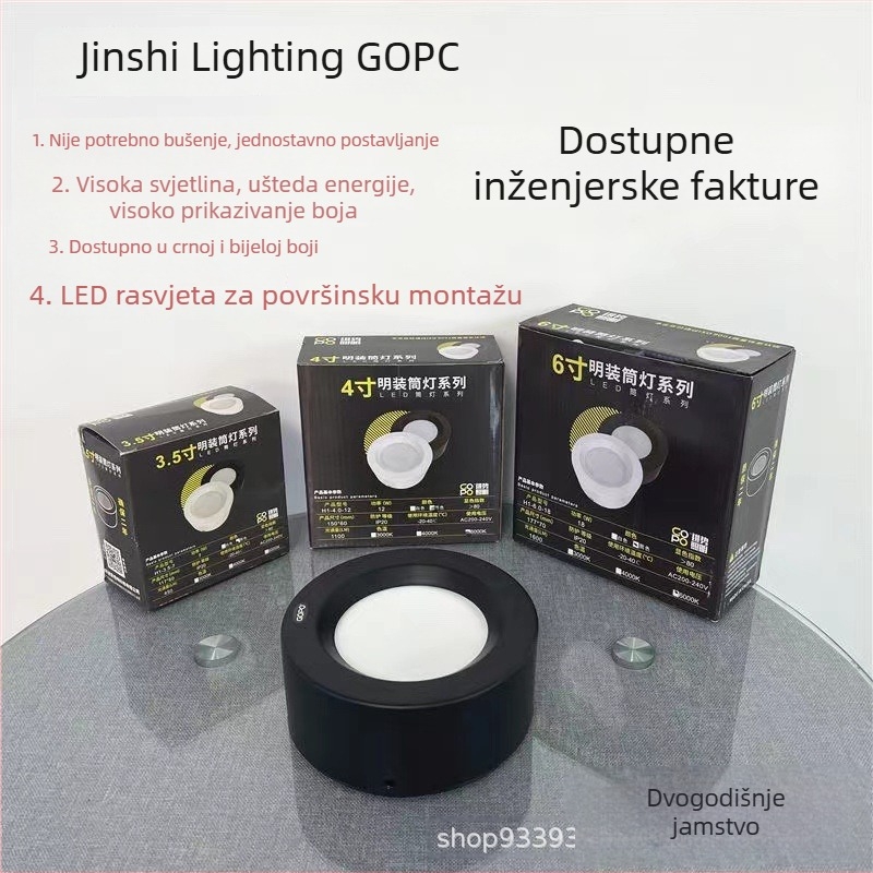 GOPO LED downlight s površinskom montažom, bez bušenja, 7W/12W/18W, visoka svjetlina, za hodnik