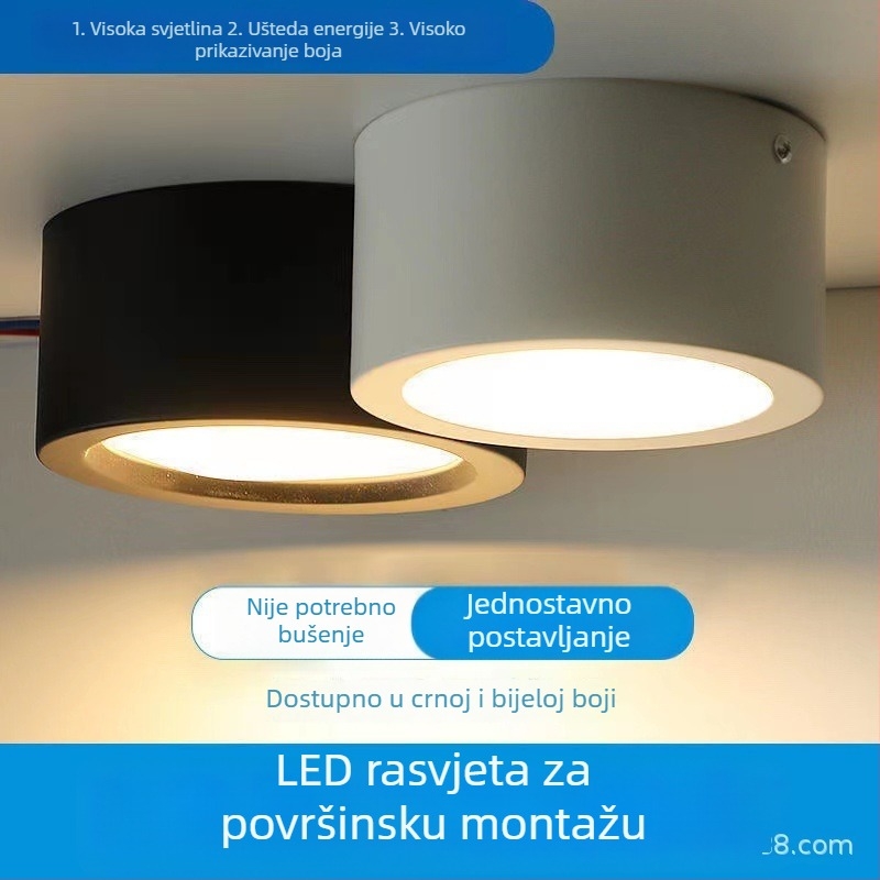 GOPO LED downlight s površinskom montažom, bez bušenja, 7W/12W/18W, visoka svjetlina, za hodnik