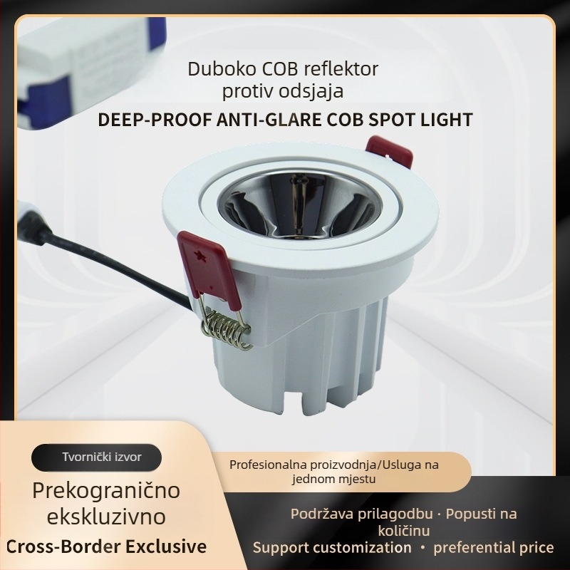 COB LED ugrađene svjetiljke u obliku brda, s anti-glare efektom, downlight, prilagodljivo za hotel i dom