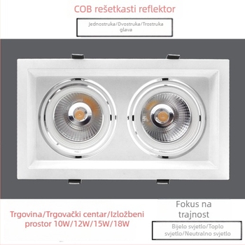 LED ugrađeno AR111 svjetlo s grilom COB, 12W/15W, za trgovinu odjeće, s jednom ili dvostrukom glavom, stropno svjetlo