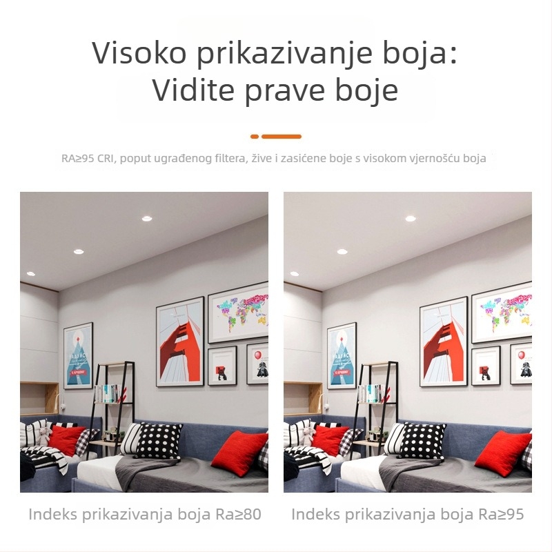 Izuzetno tanak površinski downlight, kvadratno četiri glave, dvostrano svjetlo s rešetkom, anti-odsjaj, za dnevnu sobu i spavaću sobu, pametno upravljanje, bez glavnog svjetla