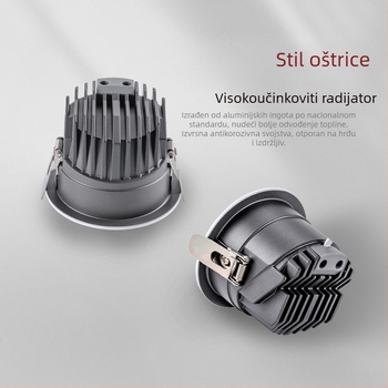 LED duboko anti-sjajni downlight, otvor 75-95 mm, puni spektar, visoka učinkovitost, 11-15W, aluminijsko kućište, 4500K, CRI ≥90