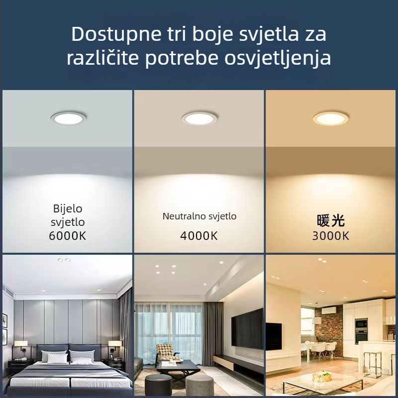 Ugradni LED downlight, ultra-tanki, Kerui čip, visoka jasnost, energetska ušteda, aluminijsko kućište, plafonska svjetiljka