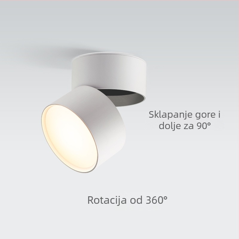 LED spot za plafon s punim spektrom, površinska montaža, bez bušenja, dnevni boravak i hodnik