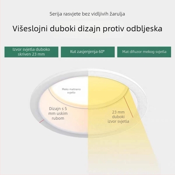 NVC Lighting LED Downlight s uskim rubom, anti-glare, 6W, otvor Ø75 mm, kućna i poslovna uporaba