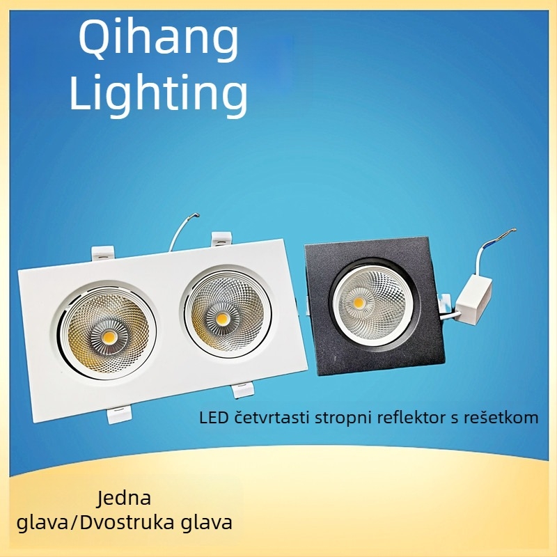 LED dvostruki reflektor sa rešetkom, pravokutni ugrađeni stropni downlight 10x20