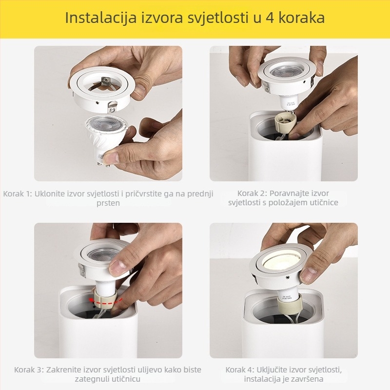 LED stropni spot COB, anti-glare, kvadratni, s dvije glave, površinski montiran za dnevni boravak