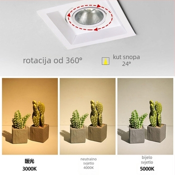 ETL-certificiran COB kvadratni stropni downlight s rešetkom, 5W, dimabilno, za trgovinu odjeće
