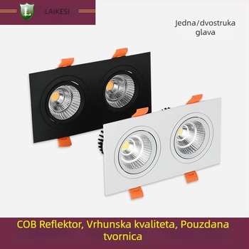 Kvadratno COB LED svjetlo za strop, ugrađeno, 5W, jedna ili dvostruka glava, rasvjeta za trgovinu odjeće