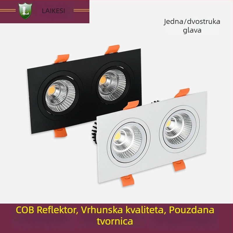 Kvadratno COB LED svjetlo za strop, ugrađeno, 5W, jedna ili dvostruka glava, rasvjeta za trgovinu odjeće