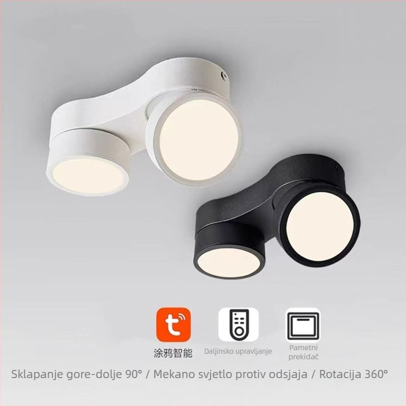 LED downlight s površinskom montažom, podesivi kut, dvostruka glava, visoka svjetlost, za dnevnu sobu i hodnik