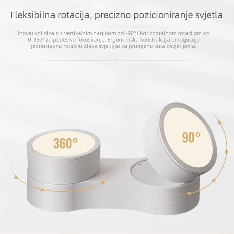 LED downlight s površinskom montažom, podesivi kut, dvostruka glava, visoka svjetlost, za dnevnu sobu i hodnik