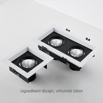 LED četiri-glavni kvadratni ugrađeni stropni reflektor, crna COB lampa