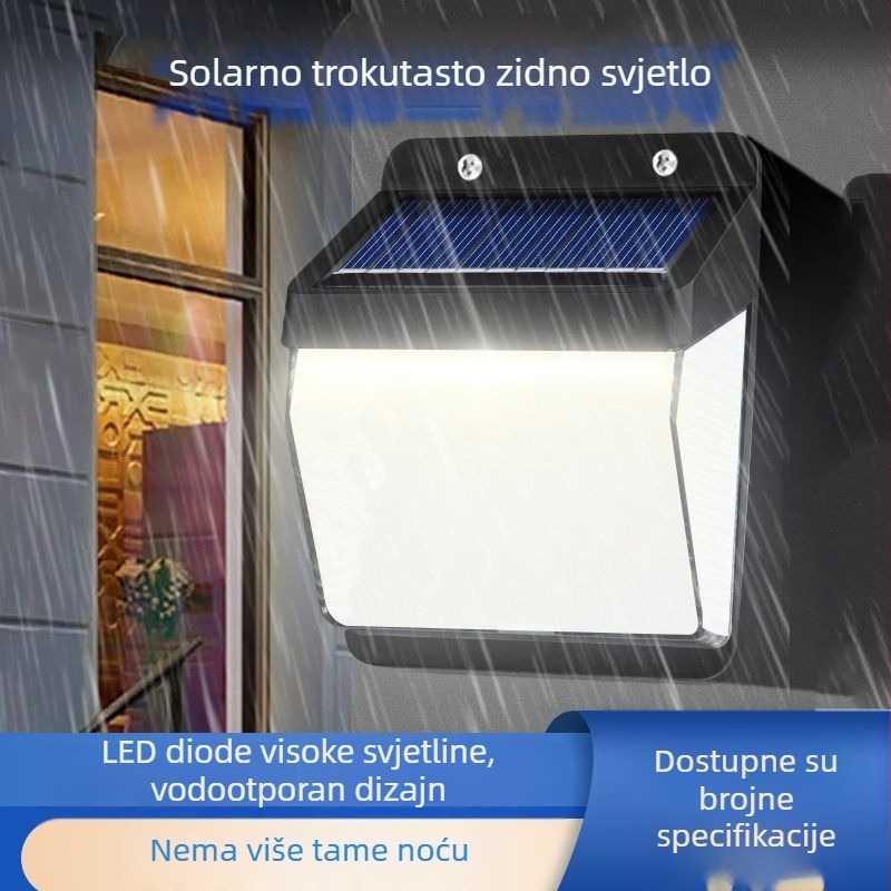 Solarne svjetiljke za ogradu i stepenice, trokutasti vanjski zidni lampioni