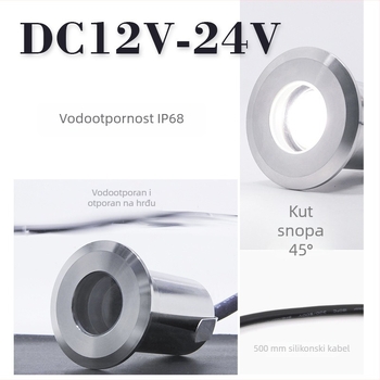 Vanjsko podzemno svjetlo od 304 nehrđajućeg čelika, vodootporno, promjera 52 mm, RGBW boja za stepenice