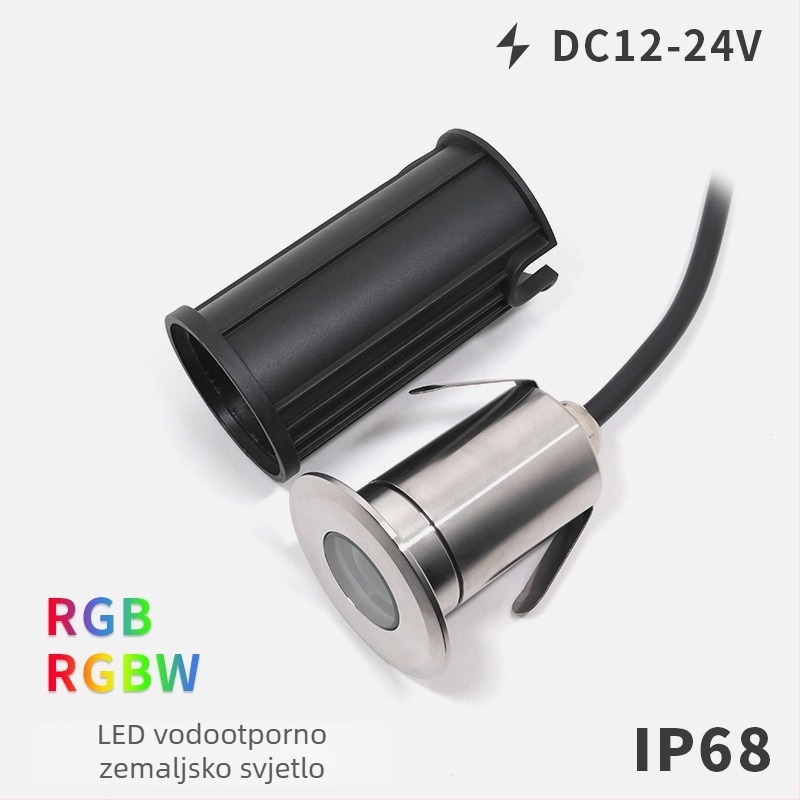 Vanjsko podzemno svjetlo od 304 nehrđajućeg čelika, vodootporno, promjera 52 mm, RGBW boja za stepenice