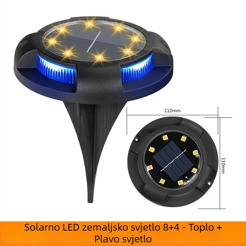 Vanjsko solarno podzemno svjetlo za vrt, vodootporna rasvjeta za travnjak, dekorativna noćna svjetiljka s solarnim panelom