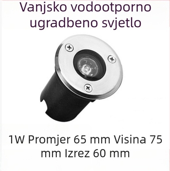 Podzemna LED svjetiljka od 304 nehrđajućeg čelika, 65 mm prednja ploha, 12V LED, vodootporna za krajinski vrt