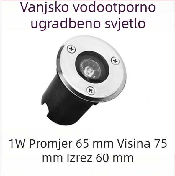 Podzemna LED svjetiljka od 304 nehrđajućeg čelika, 65 mm prednja ploha, 12V LED, vodootporna za krajinski vrt