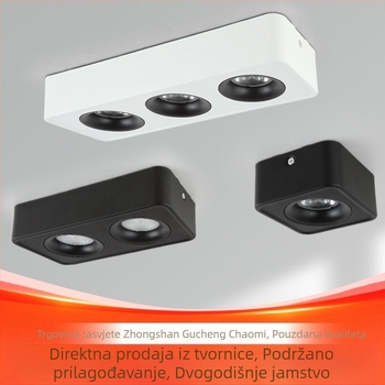 LED kvadratno površinsko ugrađeno downlight za dnevni boravak, aluminijsko kućište, 6-10W, 3000K topla bijela, CRI 90+