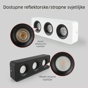 LED kvadratno površinsko ugrađeno downlight za dnevni boravak, aluminijsko kućište, 6-10W, 3000K topla bijela, CRI 90+