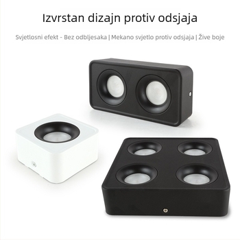 LED kvadratno površinsko ugrađeno downlight za dnevni boravak, aluminijsko kućište, 6-10W, 3000K topla bijela, CRI 90+