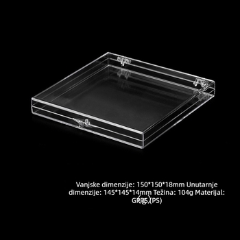 Izuzetno velika prozirna kutija s poklopcem 150 × 150 × 18 mm | Kutija za pakiranje | Prozirna plastična kutija | Kristalna kutija | Akrilna kvadratna kutija