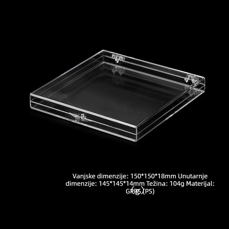 Izuzetno velika prozirna kutija s poklopcem 150 × 150 × 18 mm | Kutija za pakiranje | Prozirna plastična kutija | Kristalna kutija | Akrilna kvadratna kutija