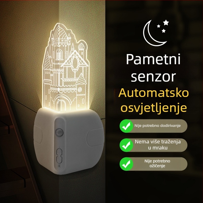 Dječja noćna lampa za kut s senzorom, akrilna kutna rasvjeta za spavaću sobu, dekorativna magnetsko pričvršćivanje