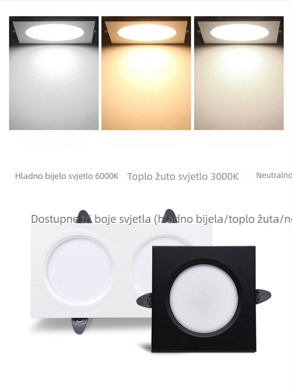 LED pravokutni ugrađeni downlight s mrežastim stropom za hodnik, s jednom ili dvjema glavama