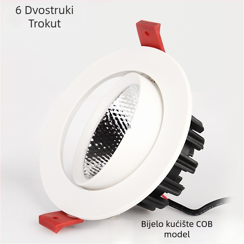 LED plafonska svjetiljka, ugrađeni mali usmjereni downlight, downlight s zaštitom od sjaja, unutarnja rasvjeta, dugi cilindrični kućište
