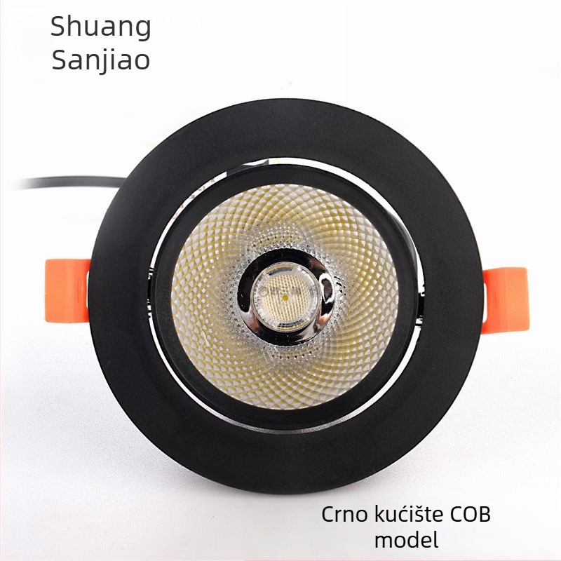 LED plafonska svjetiljka, ugrađeni mali usmjereni downlight, downlight s zaštitom od sjaja, unutarnja rasvjeta, dugi cilindrični kućište