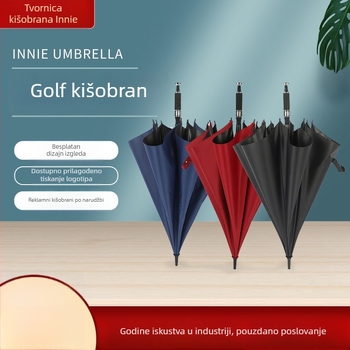 Golf kišobran s ravnim osovinom, poslovna reklama, velika veličina, mogućnost prilagodbe logotipa