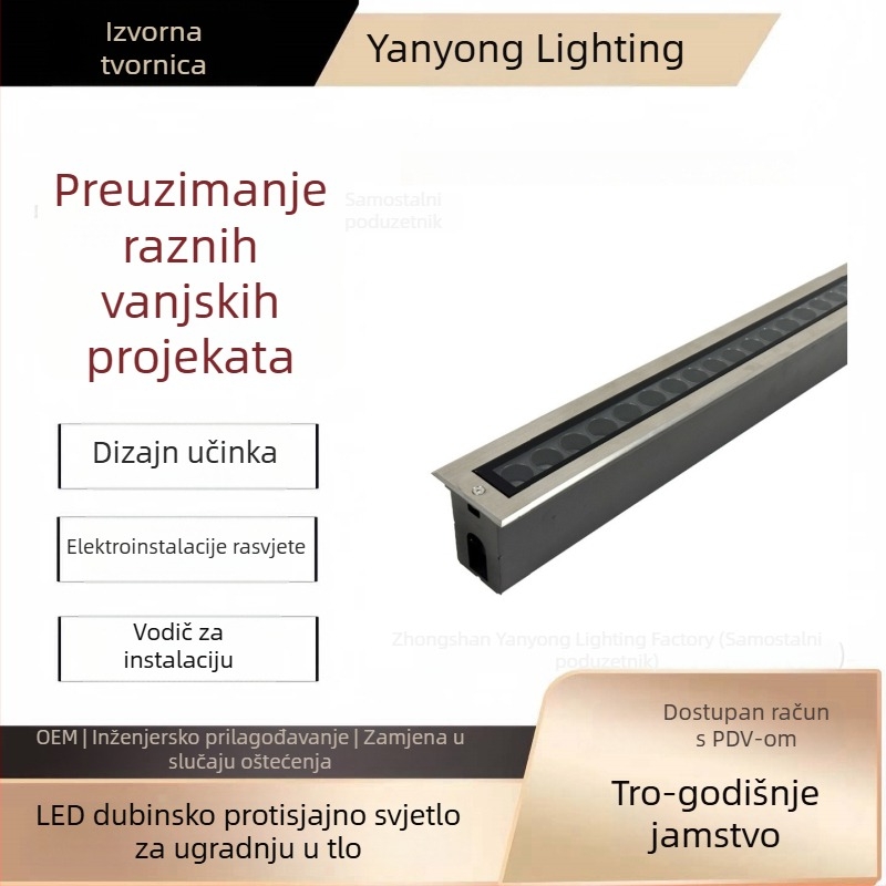 Podzemno svjetlo s anti-sjajem, u obliku duge trake, LED 24V, IP67
