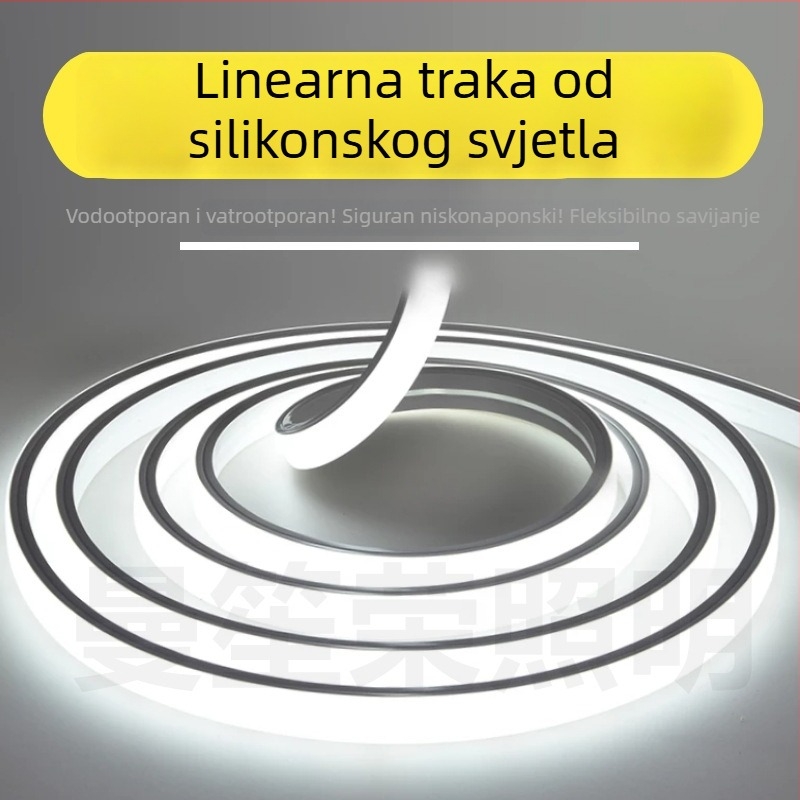 LED silikon LED traka, fleksibilno linearno svjetlo, ugrađeni aluminijski kanal, rasvjeta za dnevni boravak