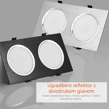 Dvojno COB LED reflektor, ugrađeni kvadratni stropni downlight s rešetkom, 10W/24W za komercijalne prostore